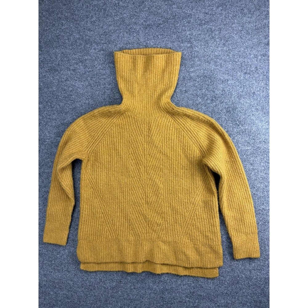 Madewell Sweater Womens Medium Mustard Ribbed Wool Blend Turtleneck Pullover